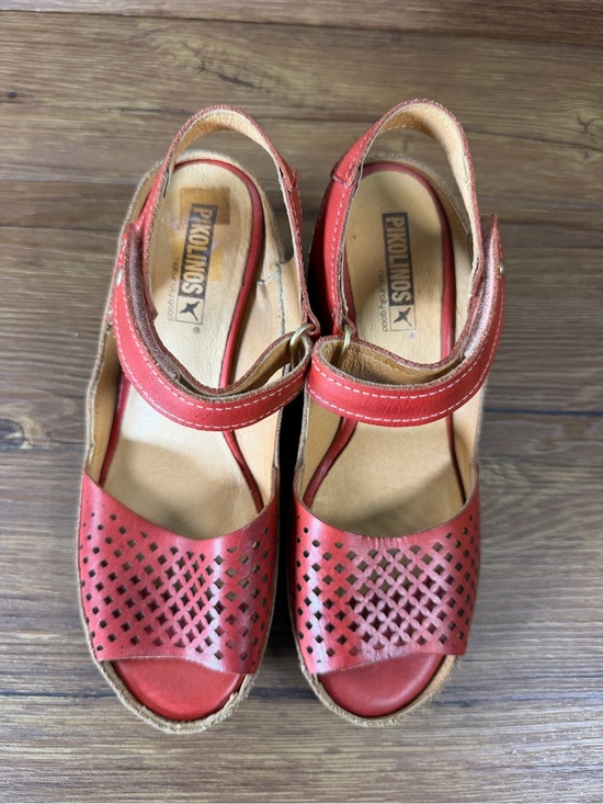 PIKOLINOS Red Leather Wedge Sandals Women’s Size 6.5 (37) Shoes